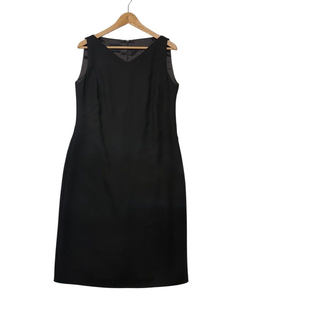 Akris Womens Black Wool Blend Sleeveless V-Neck Sheath Dress Size US 12